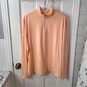 Greatness Wins Men's Long Sleeve Quarter-Zip Performance Top - Peach Tone
